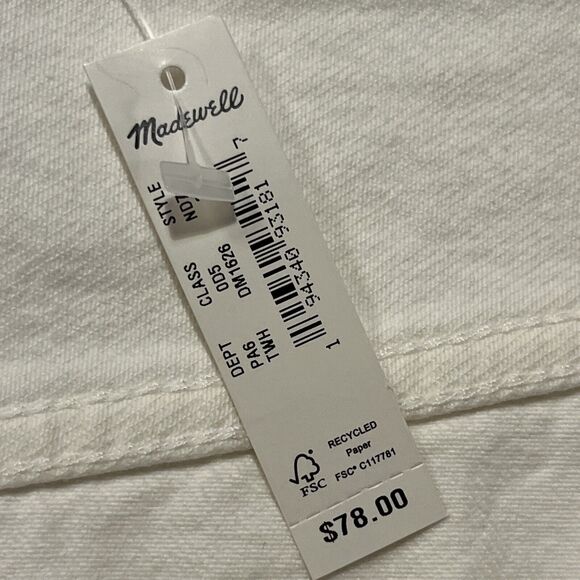 Madewell Shorts Women’s Size 33W Relaxed Denim White Cut Off NWT MSRP $78 - Picture 4 of 14